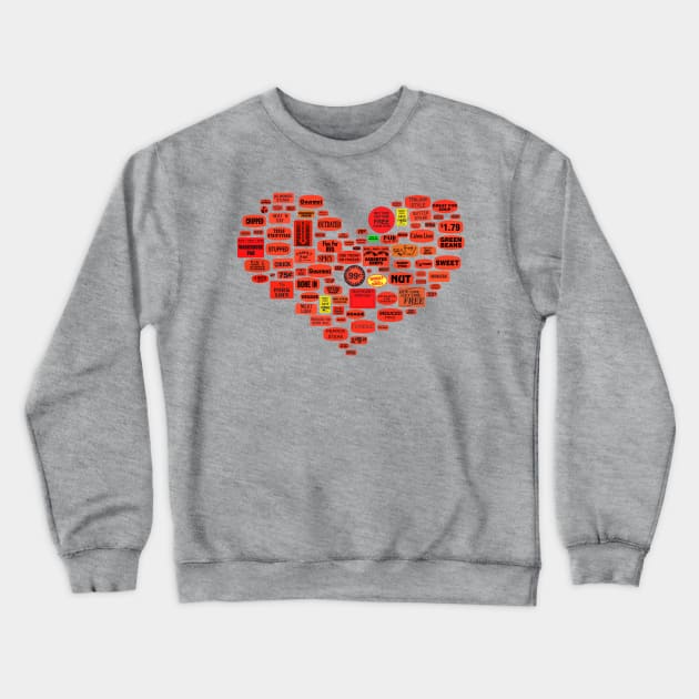 Grocery Store Heart Crewneck Sweatshirt by kthorjensen